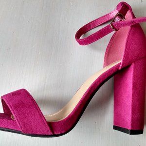 Pink Suede Block Heels Size 6.5M